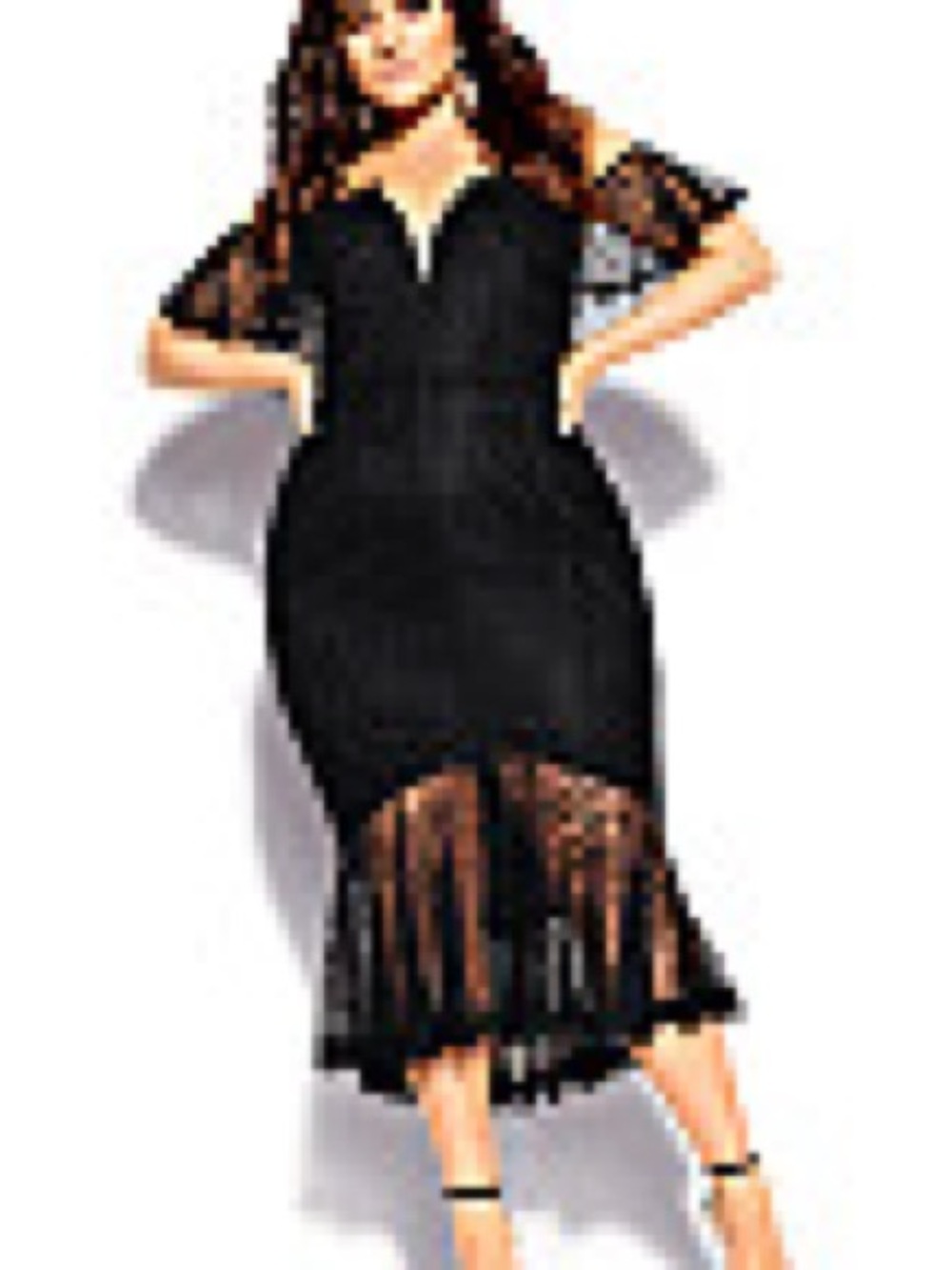 City Chic Black Lace Cold-Shoulder Midi Dress